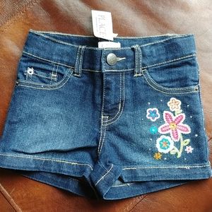 Girls Flower Jean Shorts